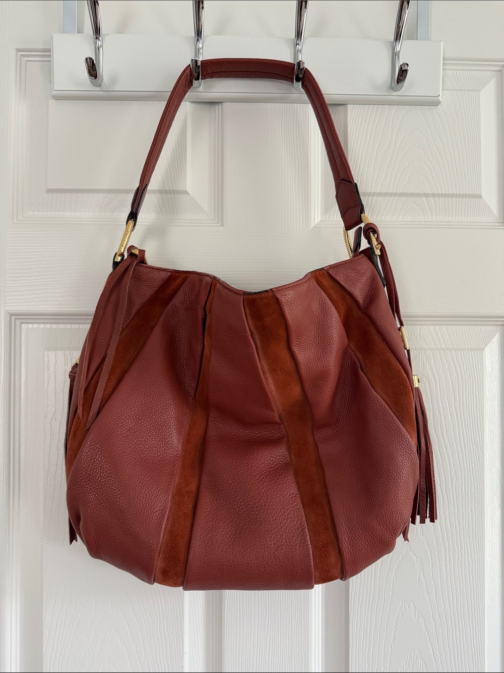 Aimee Kestenberg Rich Rust Leather & Suede Hobo